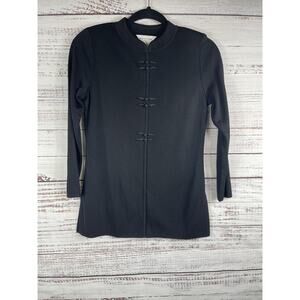 Misook Jacket Womens XS Mandarin Collar Tunic Knit Sweater Padded Asian Inspired